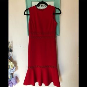 Calvin cline red mermaid midi dress
